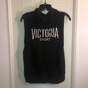 Black Victoria Secret Sleeveless Hoodie